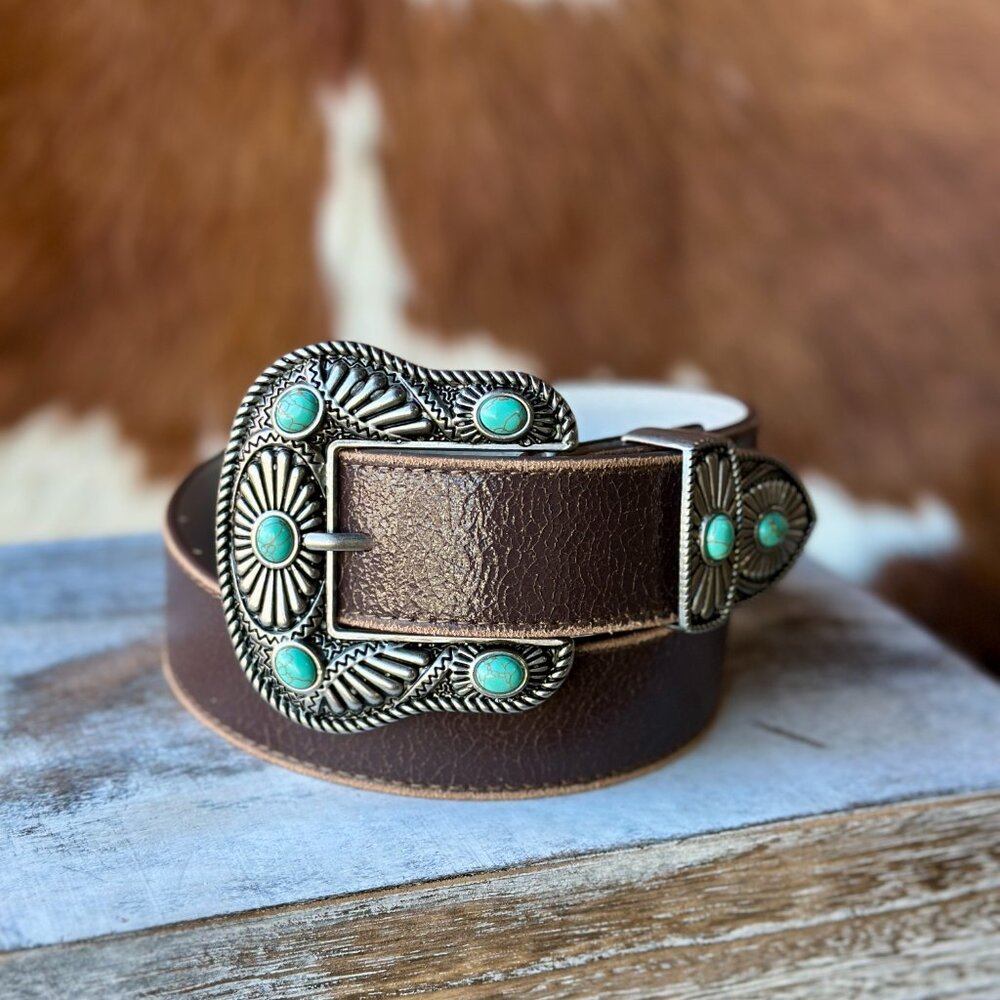 Dylan Brown Leather Turquoise Belt ✙NWT✙